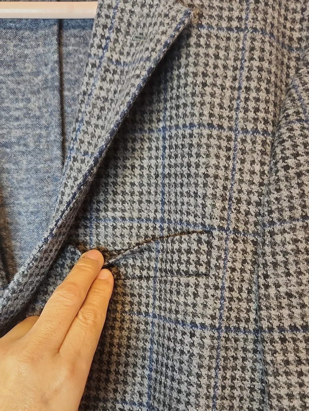 LANDS END Men's Gray Check Blazer - Classic Tailored Wool Blend, size 40L